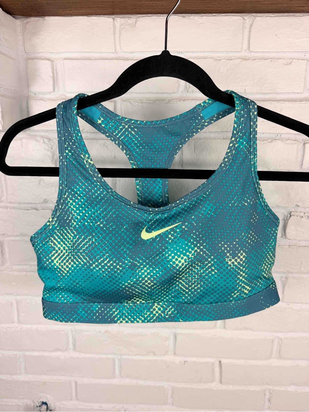 Nike Dri-FIT Teal Abstract Print Racerback Sports Bra Medium